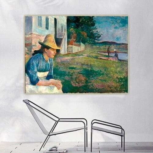 Evening, 1888, by Edvard Munch Canvas Oil Painting Artwork Aesthetic Picture Poster Wall Backdrop Hanging Decor Home Decoration