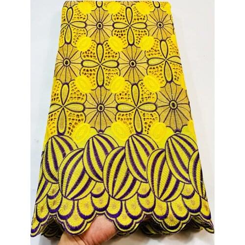 High Quality African Nigerian Lace Fabric 100% Cotton Fabric Embroidered Party Dress Swiss Cotton Fabric 5Yards