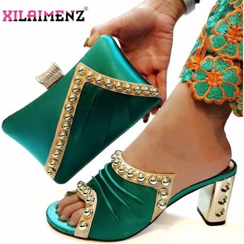 2019 Hot Selling Nigerian Ladies Shoes With Matching Bags Set African Womens Party Shoes and Bag Sets for Royal Party