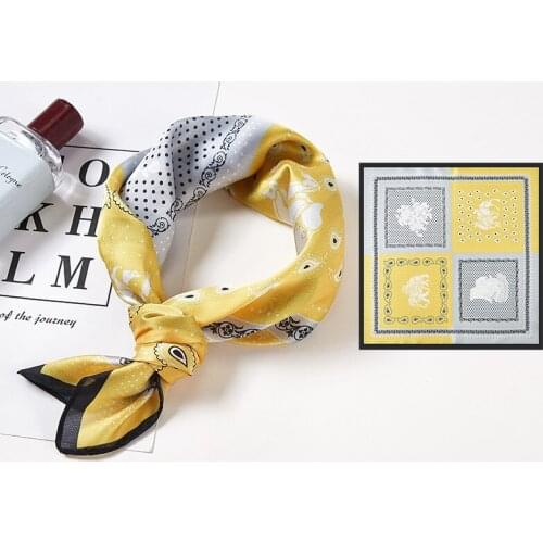 Women Print Kerchief Silk Satin Hair Scarf Hair Band Small Shawls Fashion Hair Scarfs Female 53*53 Square Bag Scarves For Ladies