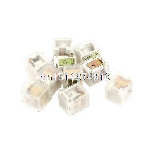 10 Pcs PCB Mounted DC 3V Coil Voltage 5 Pins Terminal Mini Electromagnetic Relay