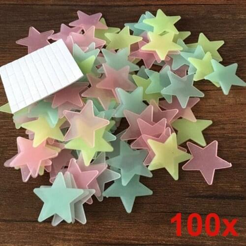 100pcs Home Decor Wall Decals Glow Color Stars Luminous Fluorescent Wall Stickers For Kids Nursery Rooms Pegatinas De Pared
