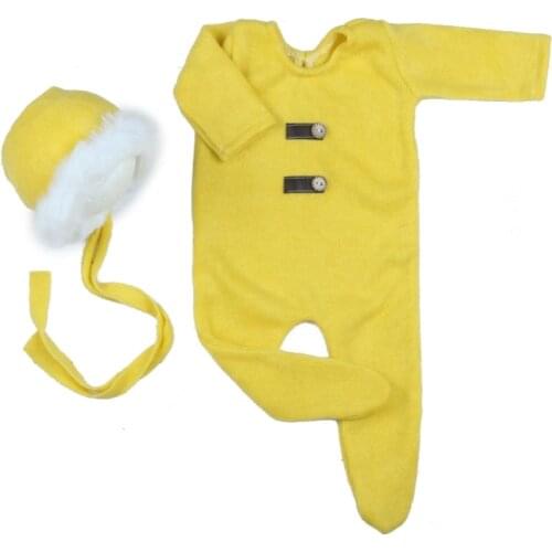 2 Pcs/Set Newborn Photography Props Suit Knitted Cotton Jumpsuit Hat Infant Photo Shooting Clothes Outfits 69HE
