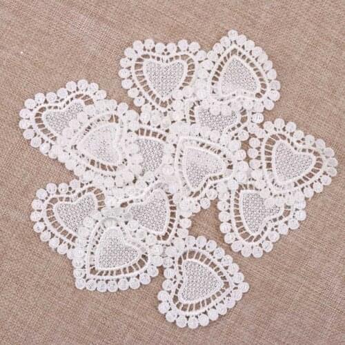 30pcs/lot Heart Shaped Hollow Lace Mesh Applique Trim For Garment Accessories Sew On Guipure Lace Fabric Decoration