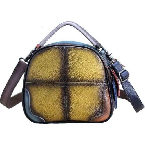 2021 Vintage Small Square Bag Shoulder Bag Genuine Leather Crossbody Messenger Bag Rainbow Colorful HandBags Lady Bag Female Bag