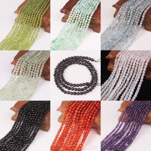 4mm AA+ Natural Stone Small Faceted Beads Crystal Chrysoprase Peridot For Jewelry Making DIY Bracelet Necklace Length 39cm