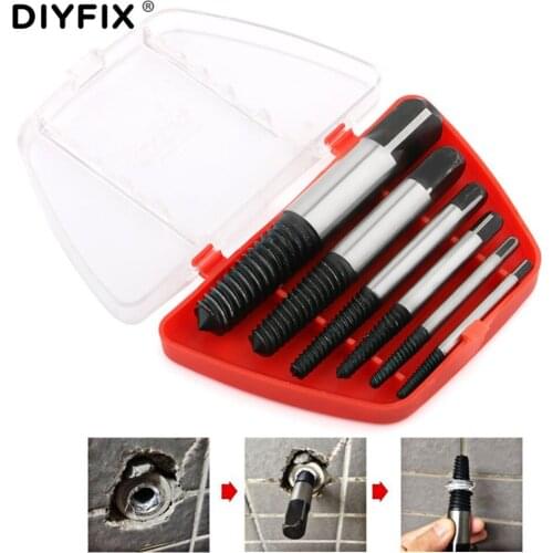 6Pcs/set Steel Broken Speed Out Damaged Screw Extractor Drill Bit Guide Set Double Side Broken Bolt Remover Easy Out Tools Set