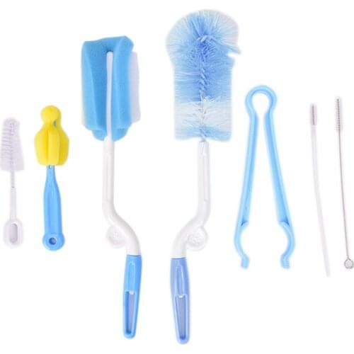 7Pcs/set Baby Bottle Sponge Cleaning Brush Tools Nipple Brushes With Handle Utensils Spout Tube Teat Straw Brush Cup Brush Set