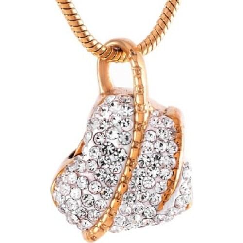 8359 Crystal Inlay Heart Urn Necklace Elegant Girls Stainless Steel Cremation Jewelry For Ashes MemorialPet Urn Retail Wholesale