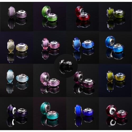 Free Shipping Authentic 925 Sterling Silver Faceted Murano Glass Charm Fit Original Pandora Bracelet For Women DIY Jewelry Bead