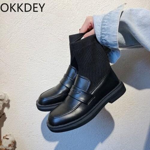 Socks boots female British wind student Korean version of fashion boots 2020 autumn new small leather shoes flat net red elastic