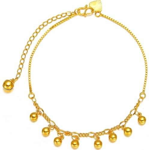 Pure Gold Color Multi Bells Chain Anklets For Women Beach Foot Jewelry Leg Chain Ankle Bracelets Women Accessories