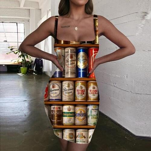 Giyu Brand Beer Dresses Women Drink Sundress Harajuku Ladies Dresses Womens Clothing Club Beach Korean Style High Quality