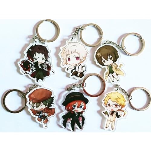 Bungou Stray Dogs Anime Cosplay Props Cartoon Figure Acrylic Key Chain Dazai Osamu Nakajima Atsushi Keyring Pendants Gifts