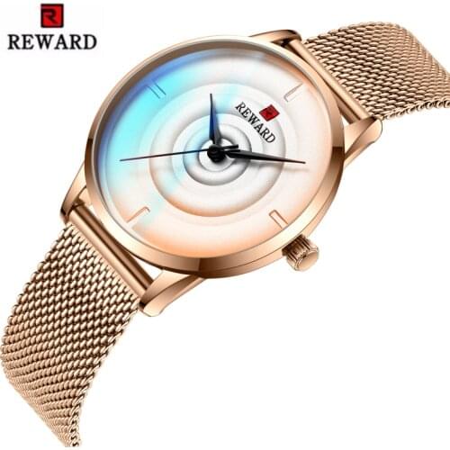 REWARD Colorful Luxury Rose Gold Watch Top Brand Womens Watches Ultra-thin Waterproof Fashion Ladies Watch Women Bracelet Clock