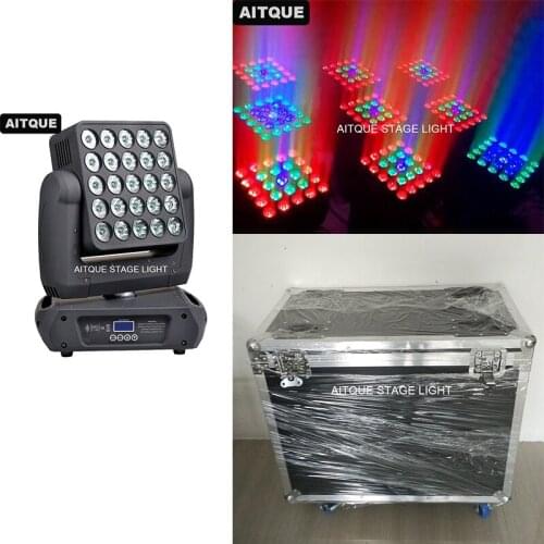 Flycase)LED array for spotlights movinghead 25x12w dmx rgbw matrix moving head 5x5 light road case