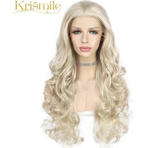 Long Synthetic Lace Front Wigs Ash Blonde Color Deep Curl Hair for Women Party Cosplay Drag Queen Daily High Temperature Make Up