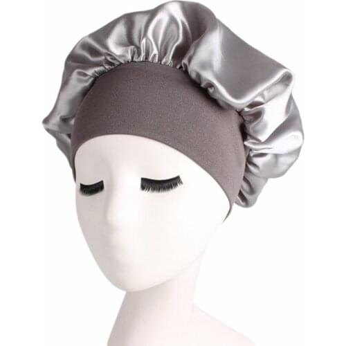 Womens Satin Solid Wide-brimmed Sleeping Hat Night Sleep Cap Hair Care Bonnet Nightcap For Women Men Unisex Cap bonnet de nuit