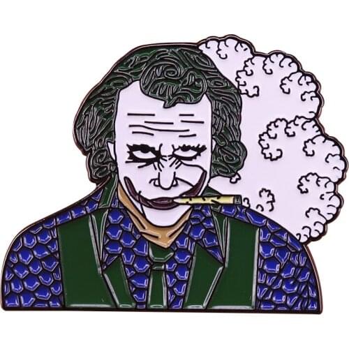Smoking clown Brooch The JokerToker Badge dark knight Enamel Pin Heath Ledger Jewelry