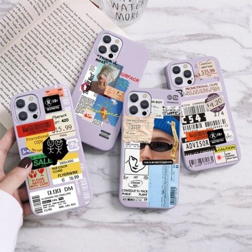 Label Stickers Cover For Samsung Galaxy A51 A50 A32 A52 A72 A12 F12 S20 FE 5G S21 S20 A40 A31 S10 S21 Plus S21 Ultra TPU Cases