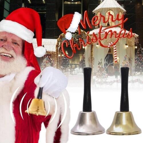 Classic Metal Christmas Hand Bell Xmas New Year Santa Party Celebrate Noble Reception Dinner Party Shop Hotel Scene Decor