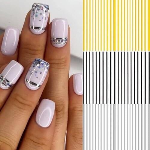 1pcs Adhesive 3D nail strip Multi-size line nails decals in bundles gel nail strips luxury nail decals embellishments gold