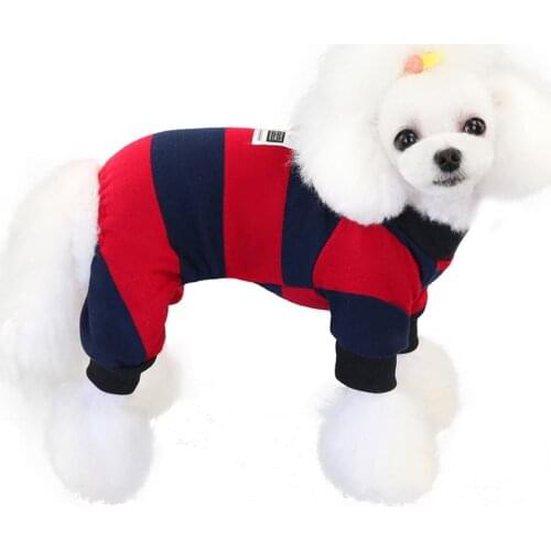 New Pet Dog Striped Jumpsuit T-Shirt Cat Puppy Coat Pants Autumn/Winter Clothes Dog Apparel 3 Colors Drop Shipping
