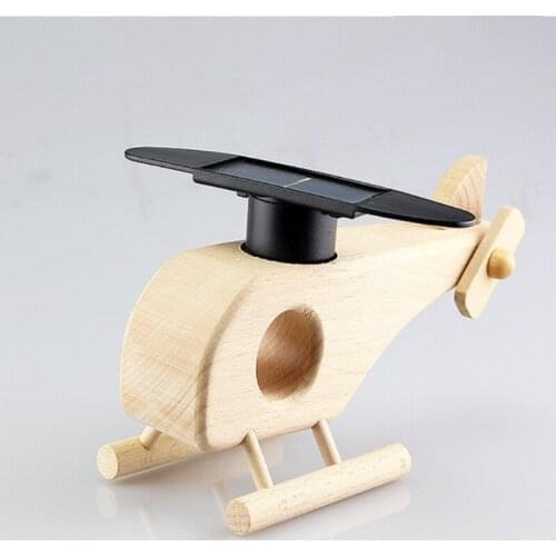 Creative Wooden Solar Powered Airplane Helicopter Model Kids Fun Science Early Educational Toy