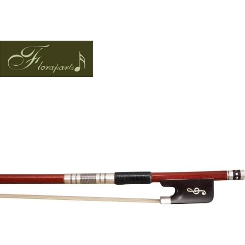 Floraparts 4/4 Size Cello Bow Pernambuco Round Stick Ebony Music Pattern Frog Silver Parts FP995B