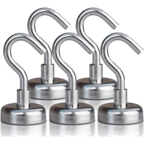2Pcs Magnetic Hooks Powerful Hook Magnet Holder 10kg Suction Wall Hook Holder Support Hardware Strong Magnetic Tool Silver
