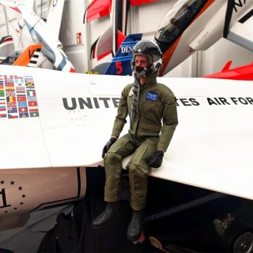 1/6 Scale Figure Pilot Toy Model With Headset Glass for turbine jet RC Plane