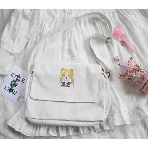 Fashion Women Girl Sailor Moon Shoulder bag Casual School Bag Handbag Book Note cosplay Canvas Messenger Bag