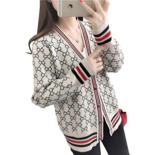 New Womens Cardigan Autumn Winter European Version Knitted Diamond Cardigan Ladies Sweater Coat Foreign Style blouses A190