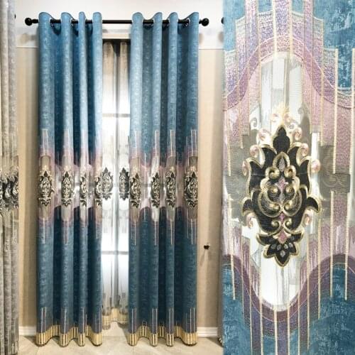 New European style simple European luxury atmosphere hollowed out finished embroidery curtain living room bedroom luxury curtain