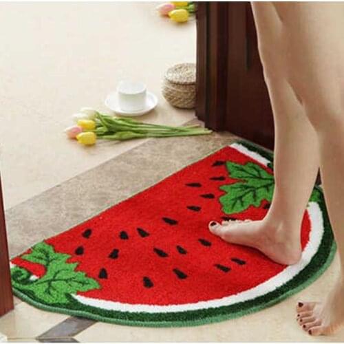 Semicircular Watermelon Rugs Kidsroom Door Mat Entrance Hall Foot Mat Carpet Bathroom Absorbent Non-Slip Mat Toilet Floor Mats