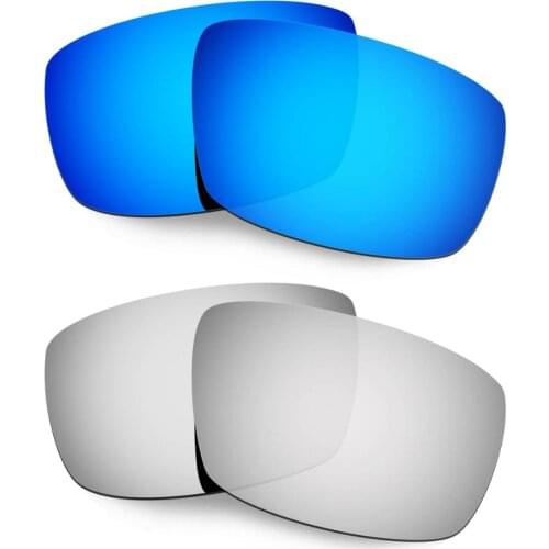 HKUCO For Spy Optic Logan Sunglasses Polarized Replacement Lenses 2 Pairs Blue & Silver