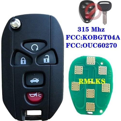 Flip Folding Remote Key 315MHz ID46 Chip For Buick For Chevrolet For Cadillac Pontiac Saturn OUC60270 KOBGT04A Uncut Blade