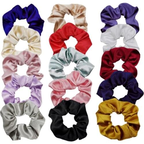 1PC Satin Hair Ring Silk Solid Elastic Hair Bands Solid Color Scrunchies Ponytail Holder Hair Ties Rope Hair Accessories Girls