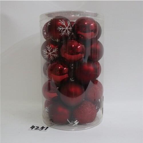 Christmas decoration ball 6CM barreled Christmas ball children Christmas dress up hanging ball 30 pcs plastic ball