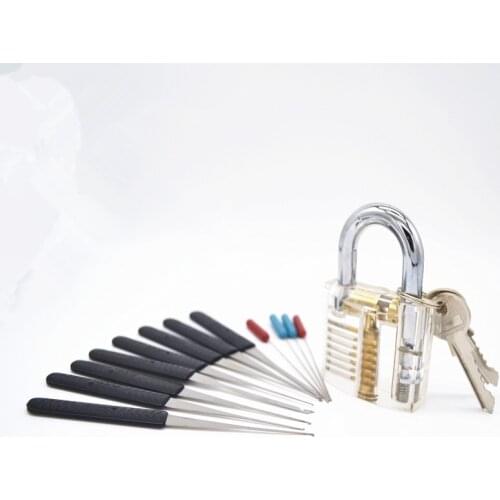 Hand Tools Transparent Visible Pick Cutaway Practice Padlock Lock With Broken Key Remove Hook Hardware Locksmith Wrench Tool