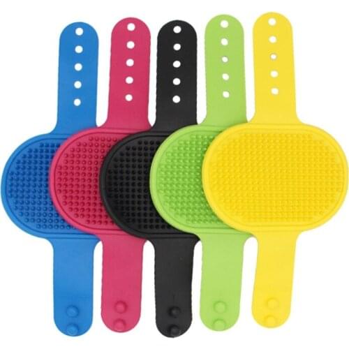 Dog Grooming Brush Cat Bath Brush Rubber Hair Brush for Deshedding Pet Hair Remover with Adjustable Ring Handle 5 Color