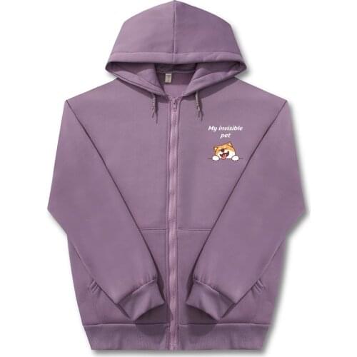 Kawaii Shiba Inu Hoodie Ullzang Harajuku Funny Zip Up Hoodies Women Cute Korean Autumn Winter Sweatshirt Female Streetwear Tops