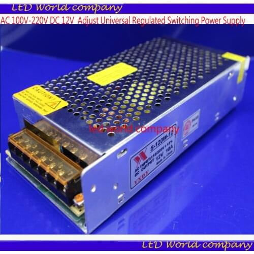 Free shipping Factory Directly Sell AC 100V-220V DC 12V 10A 198mm*98mm*43mm Adjust Universal Regulated Switching Power Supply