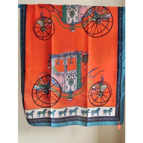 Vintage Ladies Girls Luxury Spring Fall Silk Strip Horse Shawl Pashmina Sunscreen Hijab Head Beach Scarf Bandana Gift