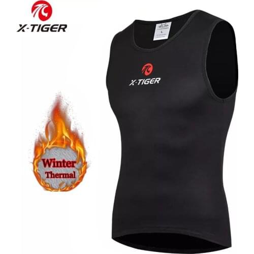 X-TIGER Winter Cycling Base Layer Sleeveless Keep Warm Sports Bicycle Jerseys Bike Fleece Sleeveless Vest Warm Cycling Underwear