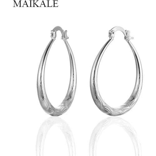MAIKALE Luxury Round Gold Silver Plated Color Circle Earrings Hoop Earrings for Women Jewelry Accessories Simple Gift Brincos