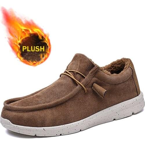 Winter Men Casual Shoes Plush Keep Warm Comfortable Slip On Mens Flats Homens Sapatos Casuais Mannen Schoenen Plus Size 47 48