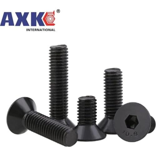 10/50pc M2 M2.5 M3 M4 M5 M6 M8 Black grade 10.9 steel GB70.3 Hexagon Hex Socket Head Flat Countersunk Allen Bolt Screw L=3-100mm
