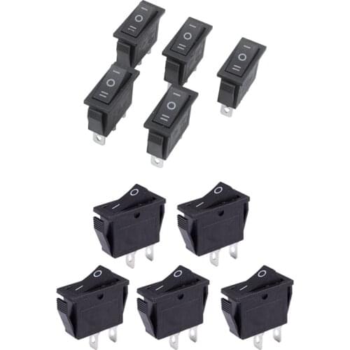 10 Pcs SPST on Off Black Snap in Boat Rocker Switch, 5 Pcs 2 Position & 5 Pcs 3 Position