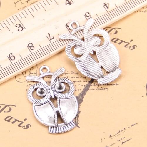 48pcs Charms big eyes owl 34x21mm Antique Pendants,Vintage Tibetan Silver Jewelry,DIY for bracelet necklace